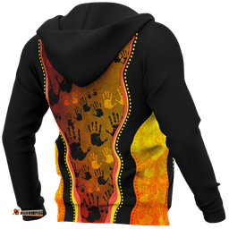 Aboriginal Hoodie, Aboriginal Rock Painting Hand Art Golden Style