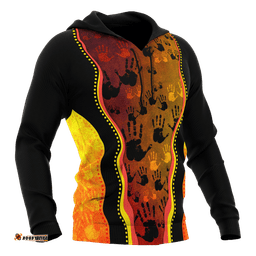 Aboriginal Hoodie, Aboriginal Rock Painting Hand Art Golden Style