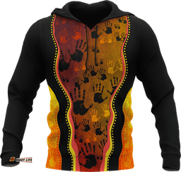 Aboriginal Hoodie, Aboriginal Rock Painting Hand Art Golden Style