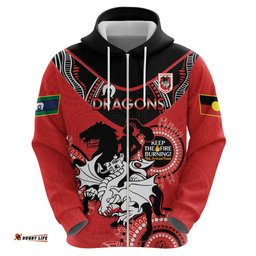 custom nrl dragons naidoc week hoodie keep the fire burning indigenous art