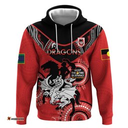 custom nrl dragons naidoc week hoodie keep the fire burning indigenous art