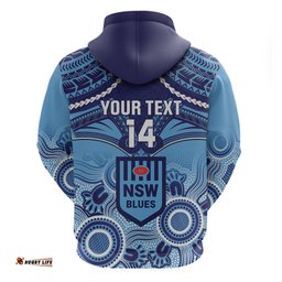custom nsw blues rugby hoodie aboriginal mix polynesian pattern
