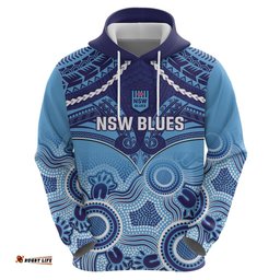 custom nsw blues rugby hoodie aboriginal mix polynesian pattern