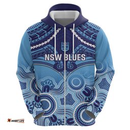 custom nsw blues rugby hoodie aboriginal mix polynesian pattern