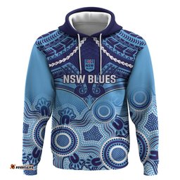 custom nsw blues rugby hoodie aboriginal mix polynesian pattern