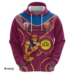 custom afl brisbane lions naidoc week hoodie keep the fire burning indigenous art