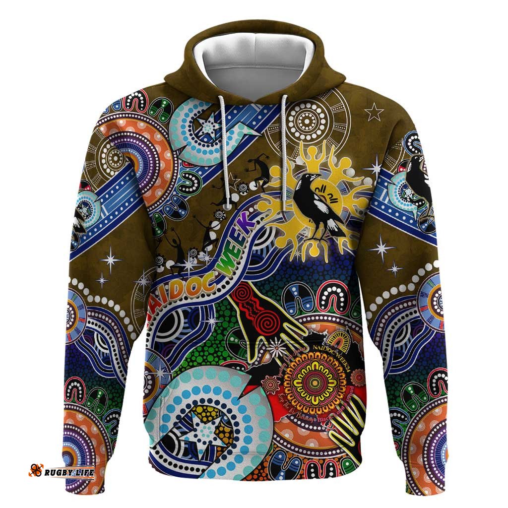 custom naidoc week 2024 collingwood magpies hoodie australia aboriginal dot painting dt02