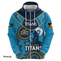 custom nrl titans naidoc week hoodie keep the fire burning indigenous art