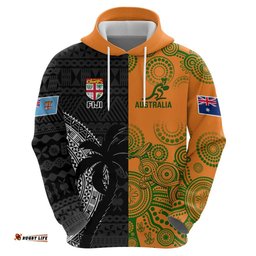 custom fiji and australia rugby hoodie fijian tapa pattern with aussie aboriginal art