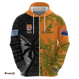 custom fiji and australia rugby hoodie fijian tapa pattern with aussie aboriginal art