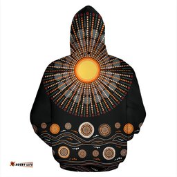 aboriginal hoodie kangaroo dot painting sun pattern