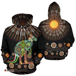 aboriginal hoodie kangaroo dot painting sun pattern