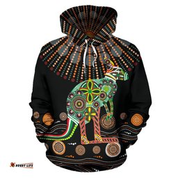 aboriginal hoodie kangaroo dot painting sun pattern