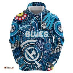 personalised naidoc week 2024 carlton blues hoodie australian aboriginal hand painting dt02