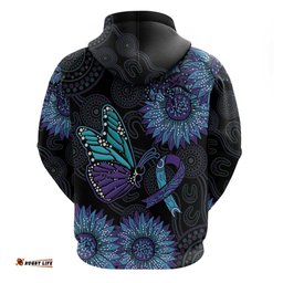australia indigenous hoodie teal & purple sunflower aboriginal arts