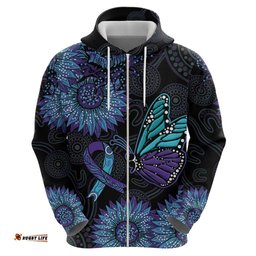 australia indigenous hoodie teal & purple sunflower aboriginal arts
