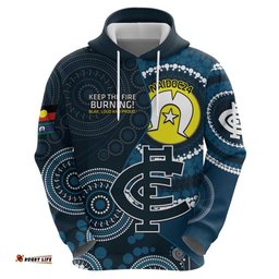 custom afl carlton naidoc week hoodie keep the fire burning indigenous art