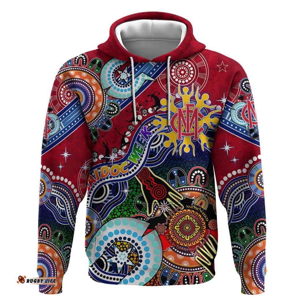 custom naidoc week 2024 melbourne demons hoodie australia aboriginal dot painting dt02
