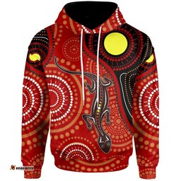 Aboriginal Hoodie Australia Lizard Dot Painting Art Unisex