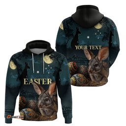 australia easter 2024 hoodie bunny with aboriginal eggs at starry night