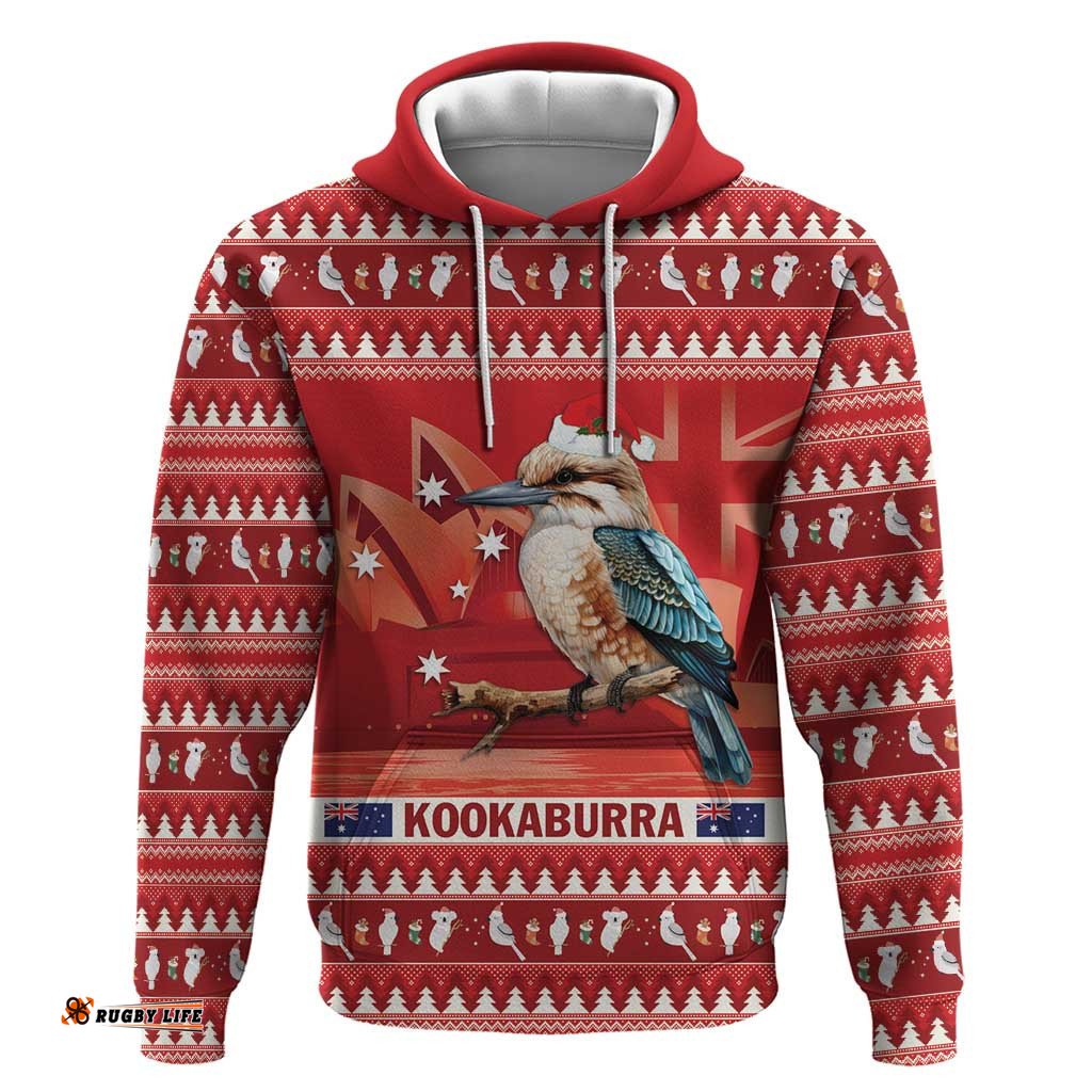 aussie kookaburra hoodie merry christmas red style
