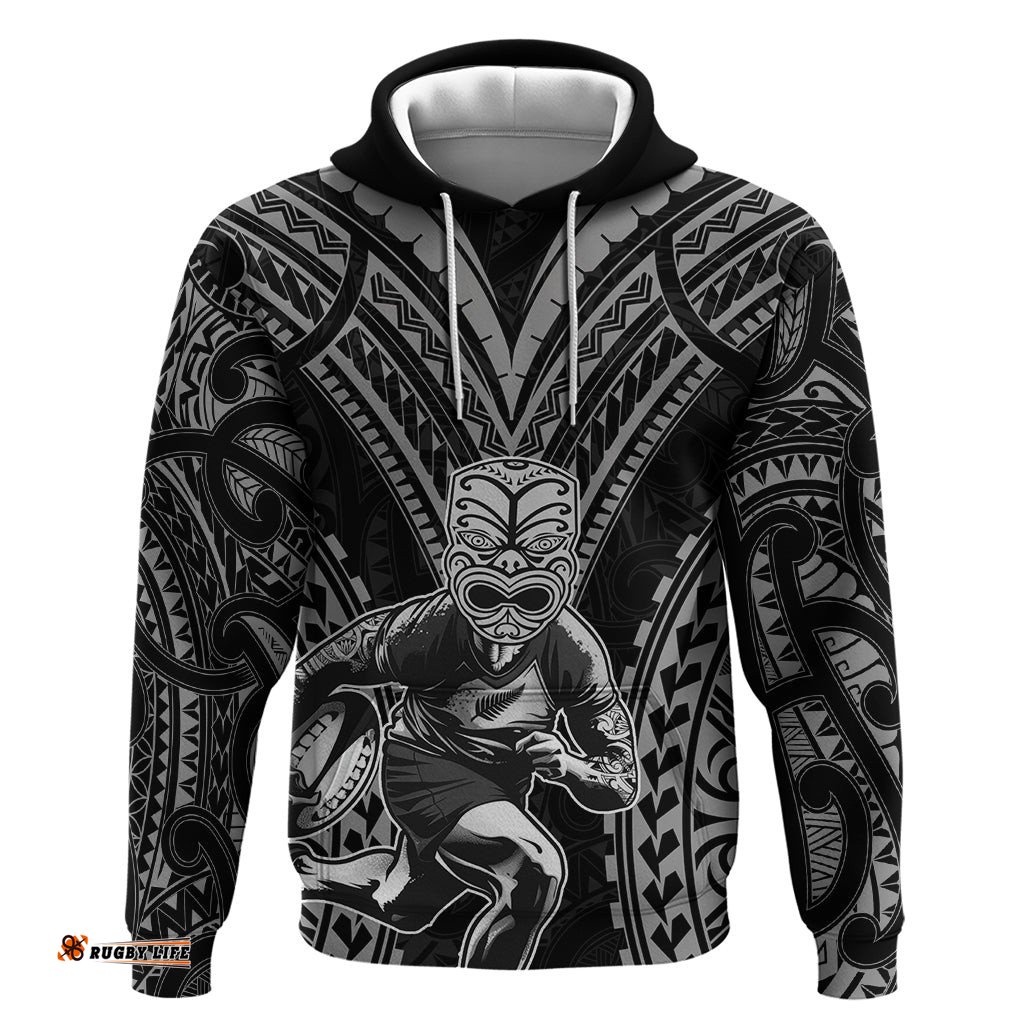 custom new zealand rugby hoodie maori all black warrior tribal tattoo