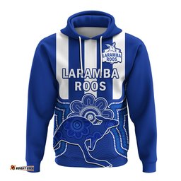 custom text and number laramba football hoodie roos aboriginal art