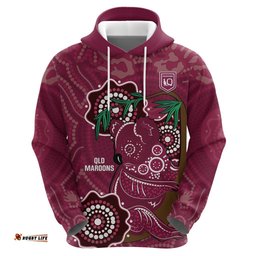 custom queensland maroons rugby hoodie 2024 koala mix aboriginal art