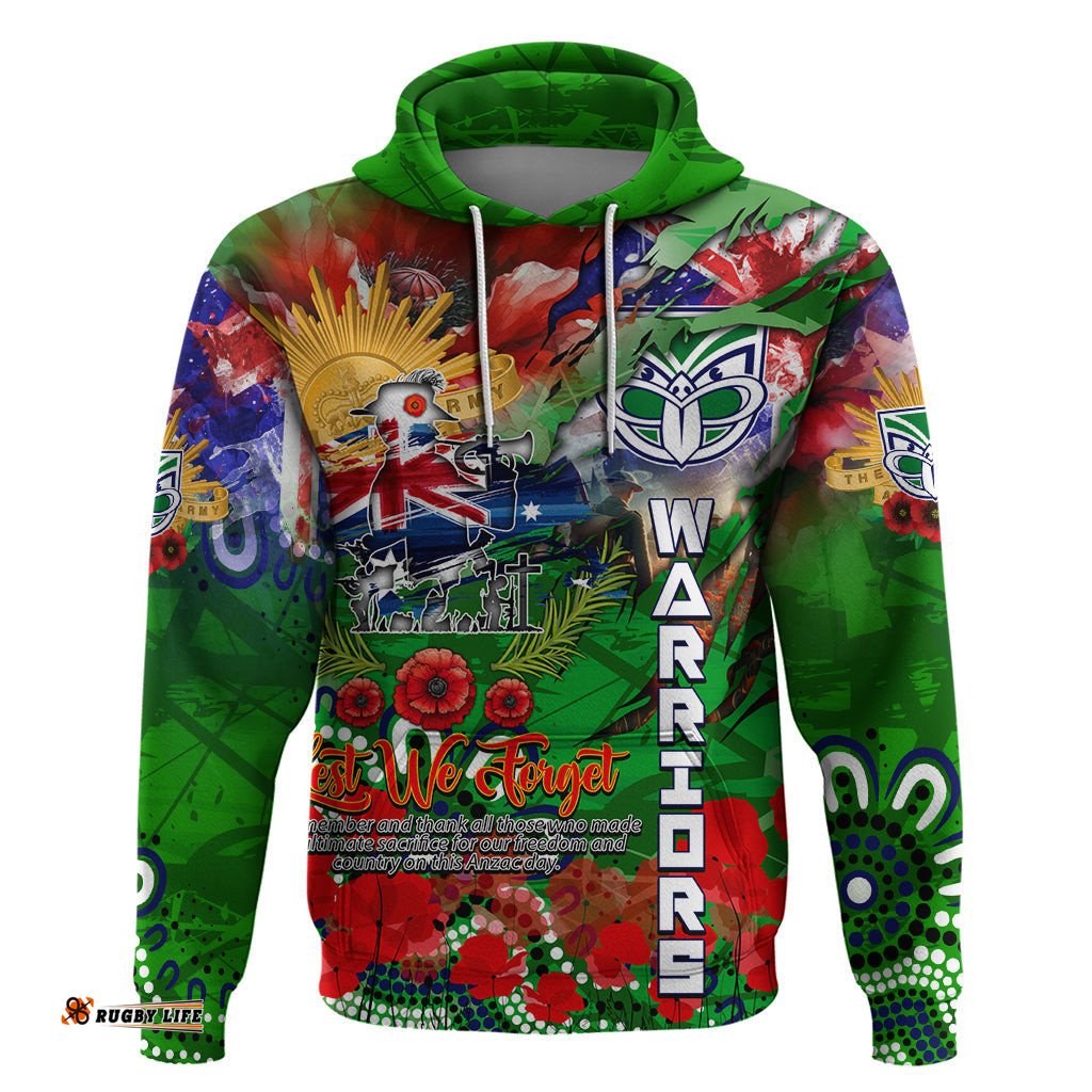 personalised new zealand warriors anzac hoodie scratch style dt02