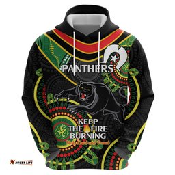 custom nrl panthers naidoc week hoodie keep the fire burning indigenous art