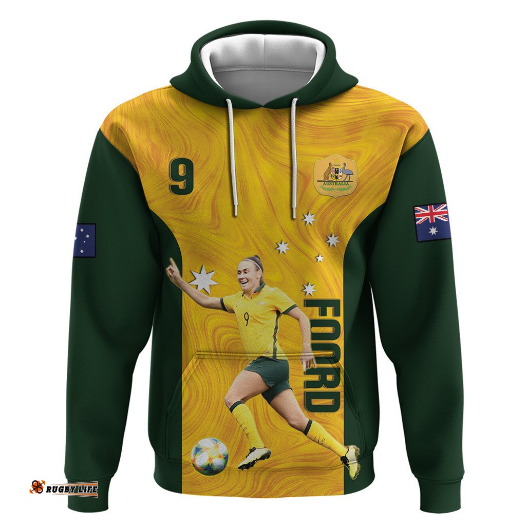 australia soccer hoodie foord matildas gold marble