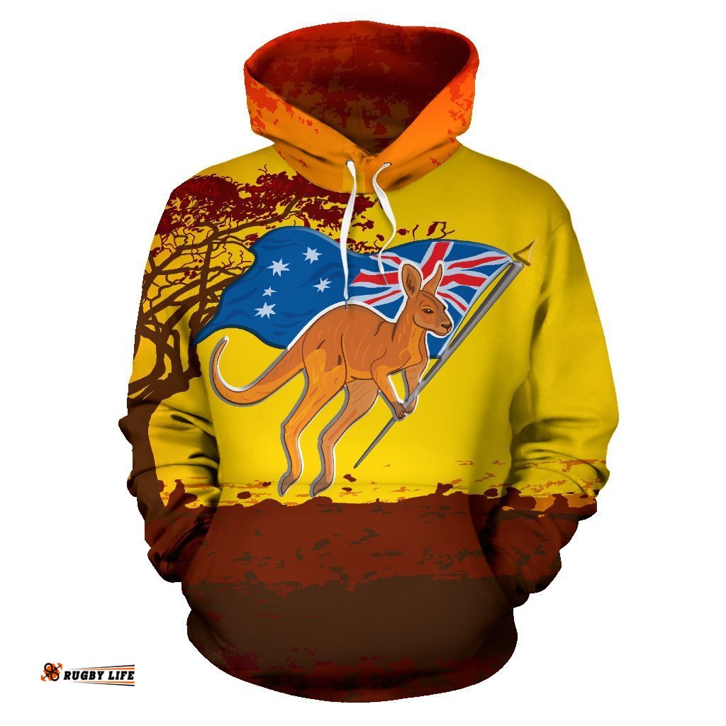 Hoodie Kangaroo Hoodie Flag Uluru Unisex