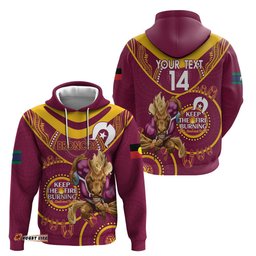custom nrl broncos naidoc week hoodie keep the fire burning indigenous art