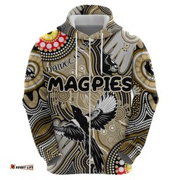 personalised naidoc week 2024 collingwood magpies hoodie australian aboriginal hand painting dt02