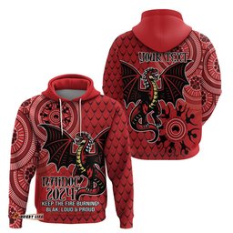 personalised dragons naidoc week 2024 hoodie aboriginal fire burning sparks