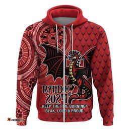 personalised dragons naidoc week 2024 hoodie aboriginal fire burning sparks