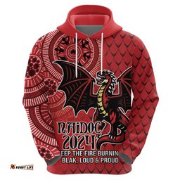 personalised dragons naidoc week 2024 hoodie aboriginal fire burning sparks