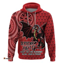 personalised dragons naidoc week 2024 hoodie aboriginal fire burning sparks