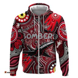personalised naidoc week 2024 essendon bombers hoodie australian aboriginal hand painting dt02