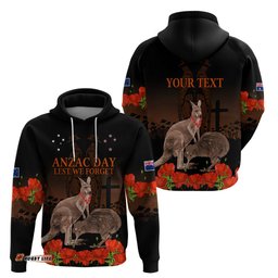 kangaroo and kiwi bird anzac day custom hoodie soldier style