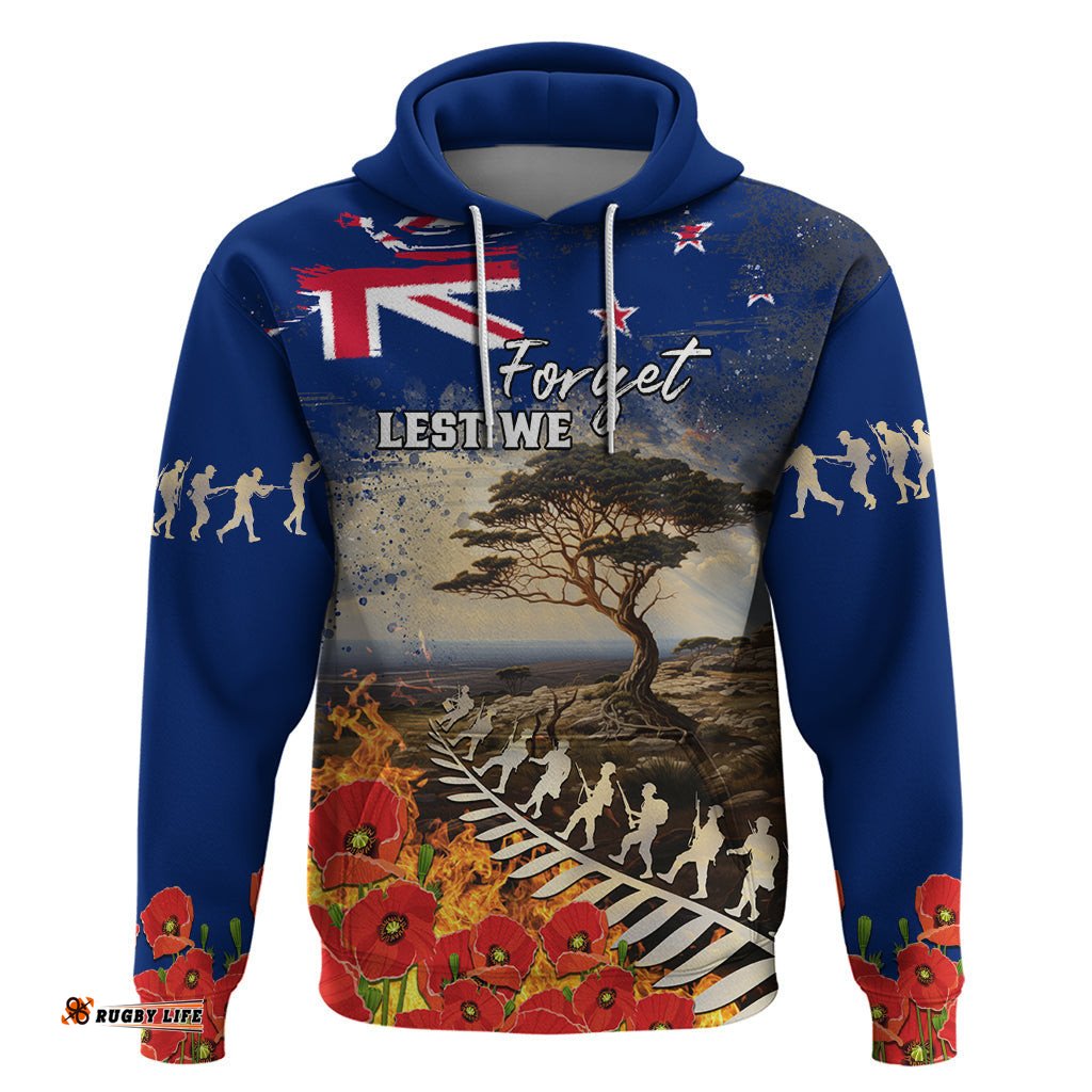 new zealand anzac day hoodie the lonesome pine with soldier fern