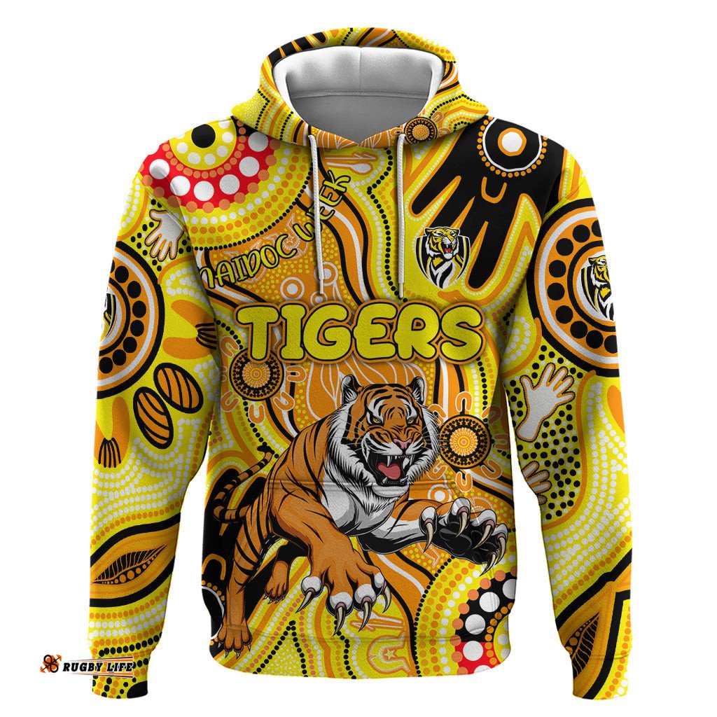 personalised naidoc week 2024 richmond tiger hoodie australian aboriginal hand painting dt02