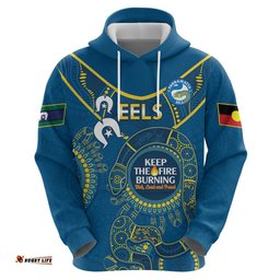 custom nrl eels naidoc week hoodie keep the fire burning indigenous art