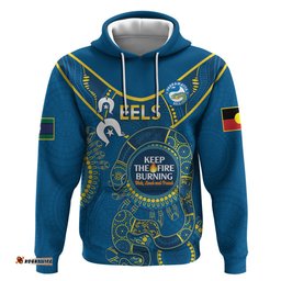 custom nrl eels naidoc week hoodie keep the fire burning indigenous art