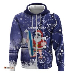 christmas in july australia hoodie santa surfboard sydney opera house blue