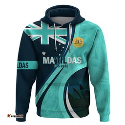 matildas soccer hoodie 2024 happy australia day kangaroo aussie proud turquoise