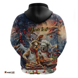 personalised aussie christmas kangaroo and koala hoodie