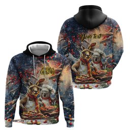 personalised aussie christmas kangaroo and koala hoodie