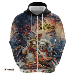 personalised aussie christmas kangaroo and koala hoodie
