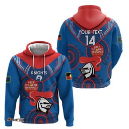 custom nrl knights naidoc week hoodie keep the fire burning indigenous art